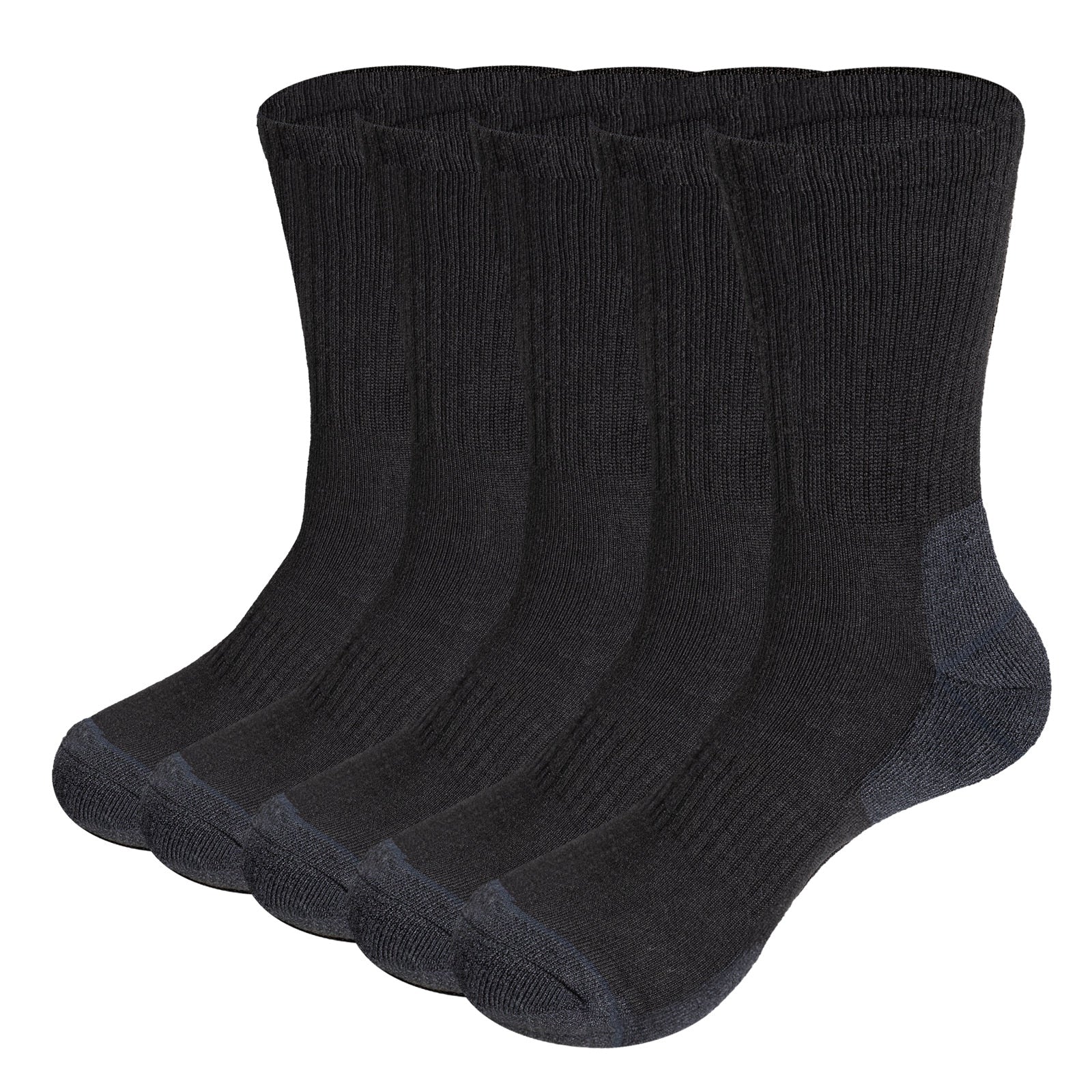 Mens Moisture Wicking Mid Calf Thermal Work Boot Sports Hiking Trekking Socks( 5 Pairs/Pack)