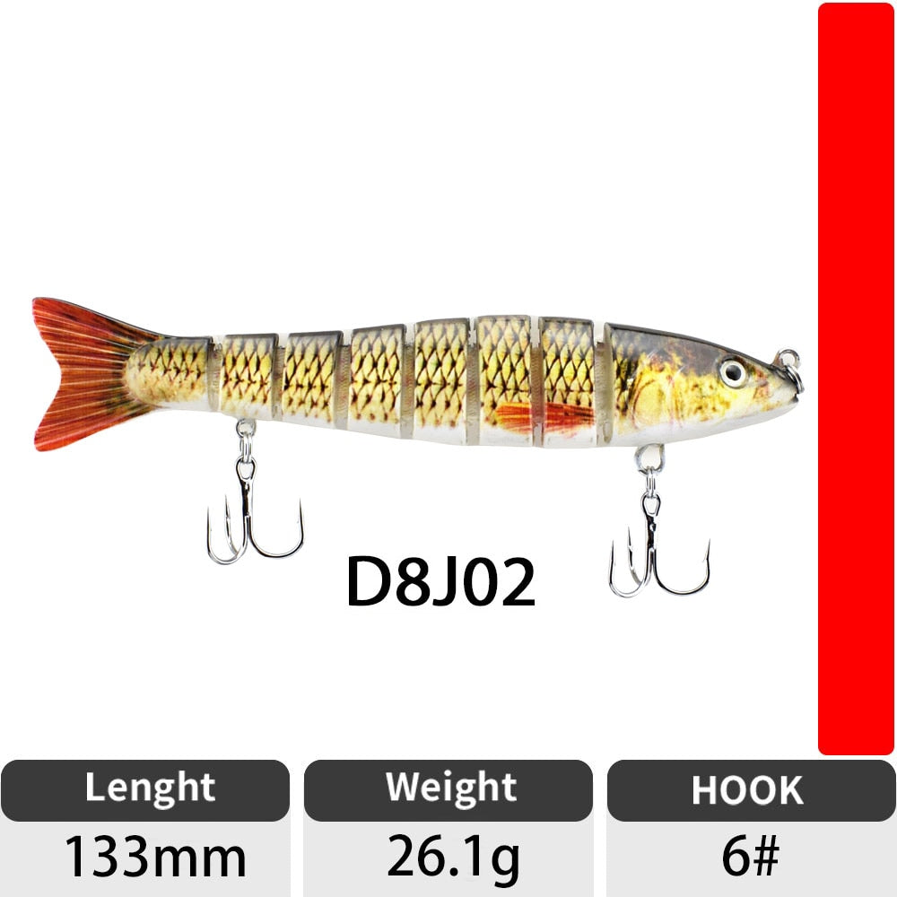 Sinking Wobblers Fishing Lures Jointed Crankbait Swimbait 8 Segment Hard Artificial