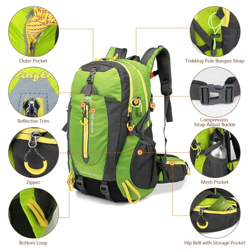 Waterproof Climbing Backpack Rucksack 40L Outdoor Sports Bag Travel Backpack Camping