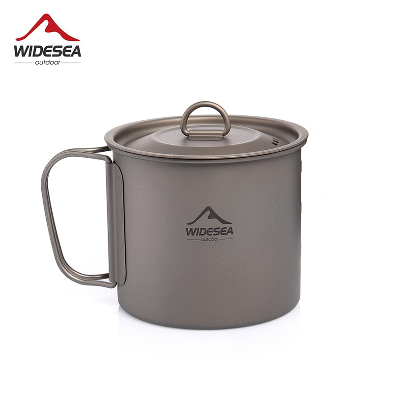 Widesea Camping Mug Titanium Cup Tourist Picnic Tableware Utensils Equipment Outdoor Cookware