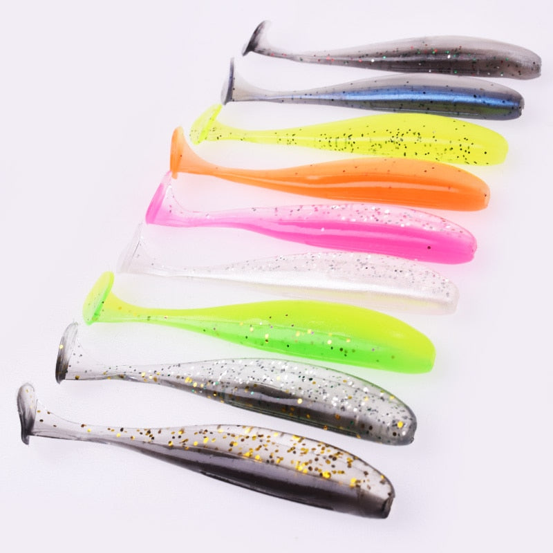 Proleurre Shad Worm Soft Bait 95mm 75mm 50mm T Tail Jigging Wobblers Fishing Lure