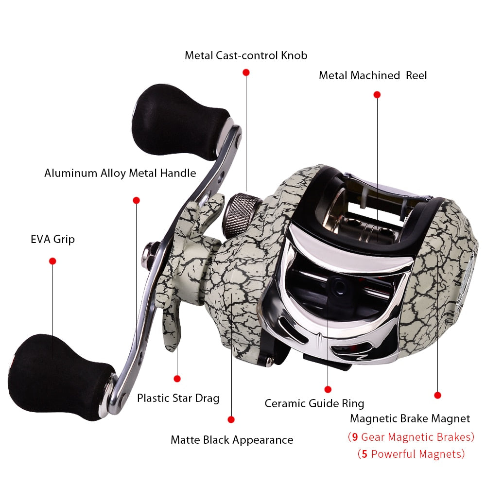 PROBEROS Fishing Reel 7.1:1/7.2:1 Carbon Shell Lightweight Magnetic Brake Max Drag