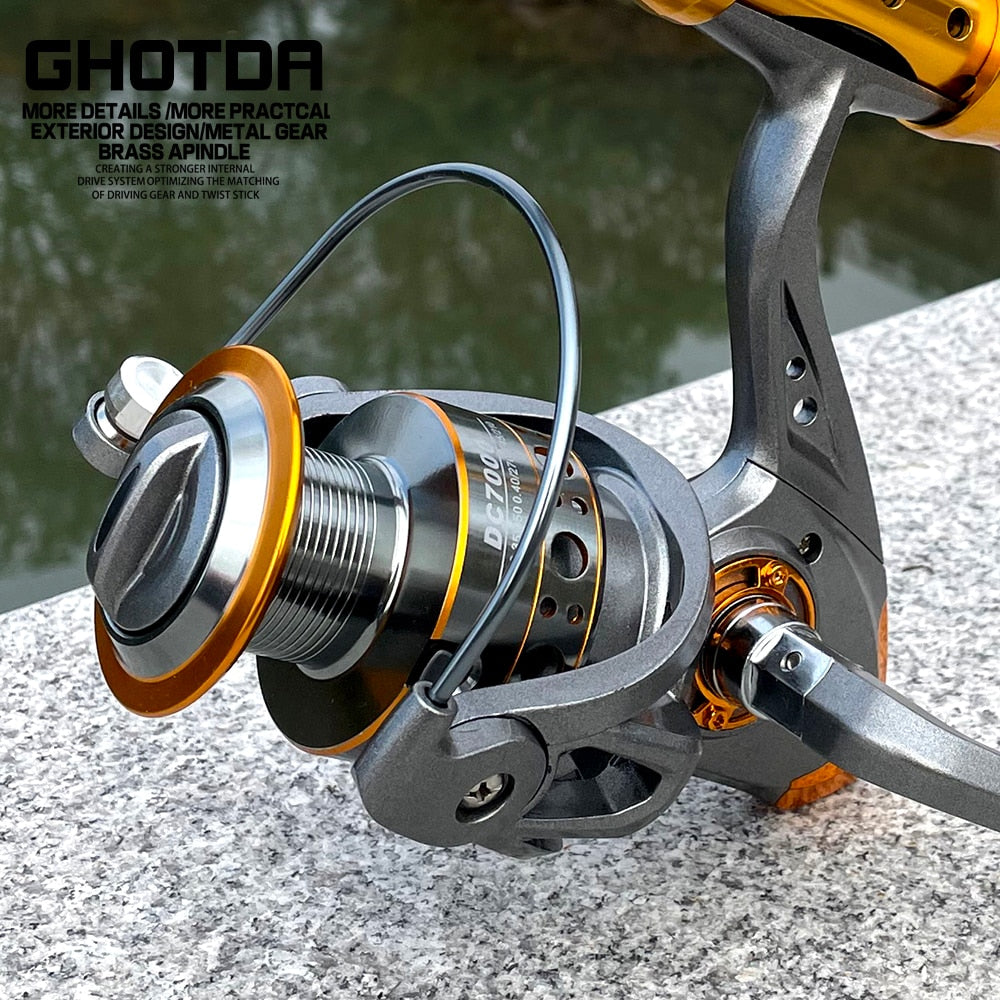 GHOTDA Fishing Reel Spinning 1000-7000 Series Metal Spool Spinning Wheel for Sea