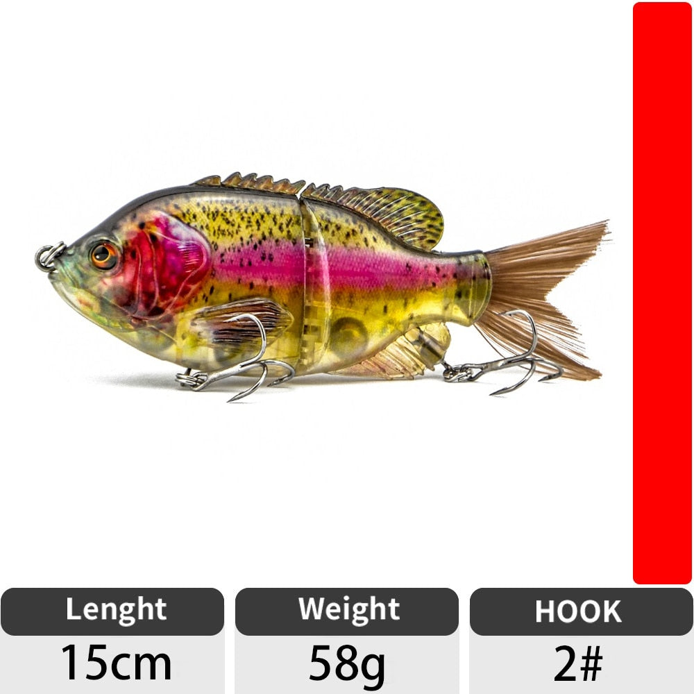 ODS 150mm 58g Fishing Lure Jointed Lures Hard Bait Sinking Lure Swimbait brush Tail bass lure