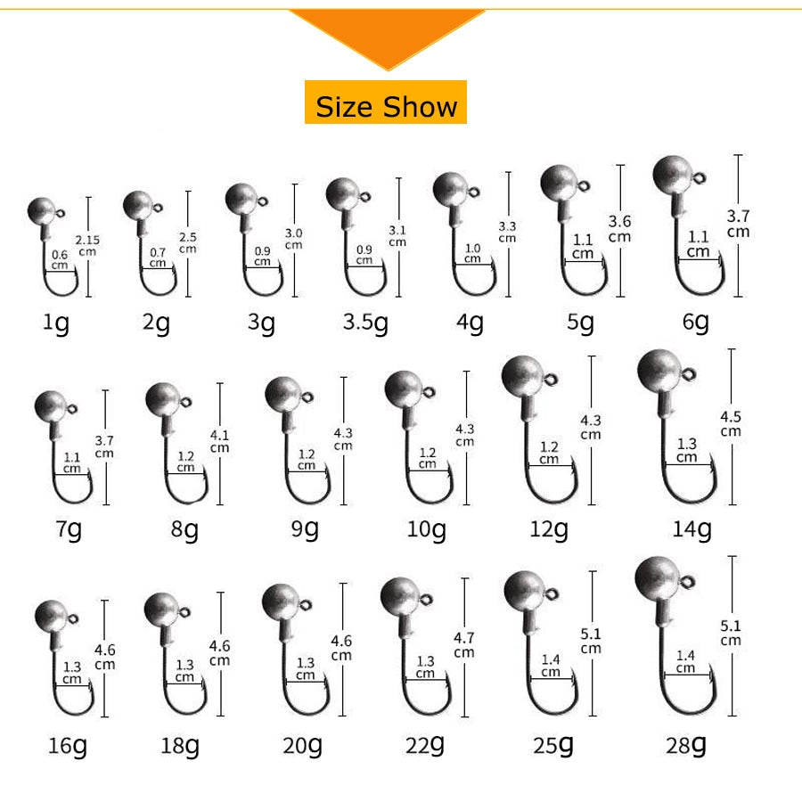 JYJ 1g 2g 3g 4g 5g 10g 20g 22g 25g 28g crank Jig head hook fishing hook head Jig