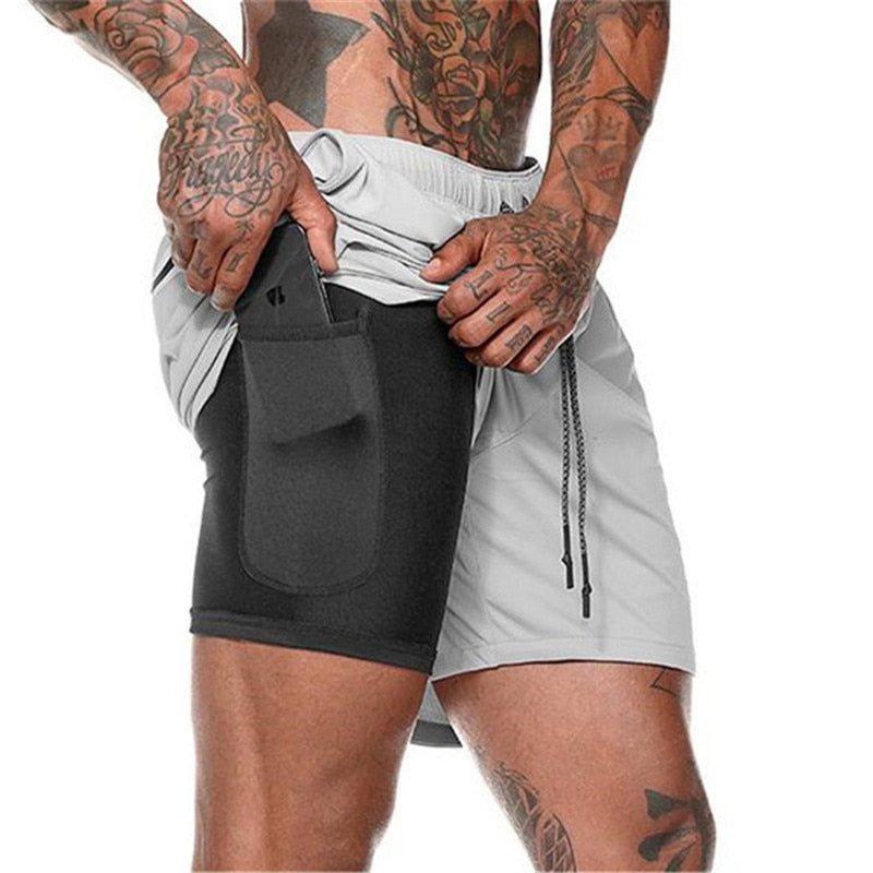 Running Shorts Mens 2 in 1 Sports Shorts Male double-deck Quick Drying Sports men