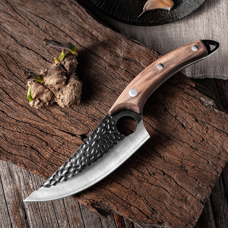 Liang Da Forged Butcher Knife 5.5&#39;&#39; High Clad Steel Boning Hunting Camping