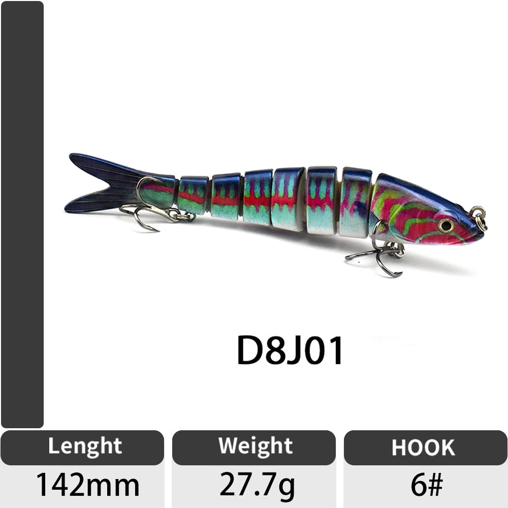 Sinking Wobblers Fishing Lures Jointed Crankbait Swimbait 8 Segment Hard Artificial