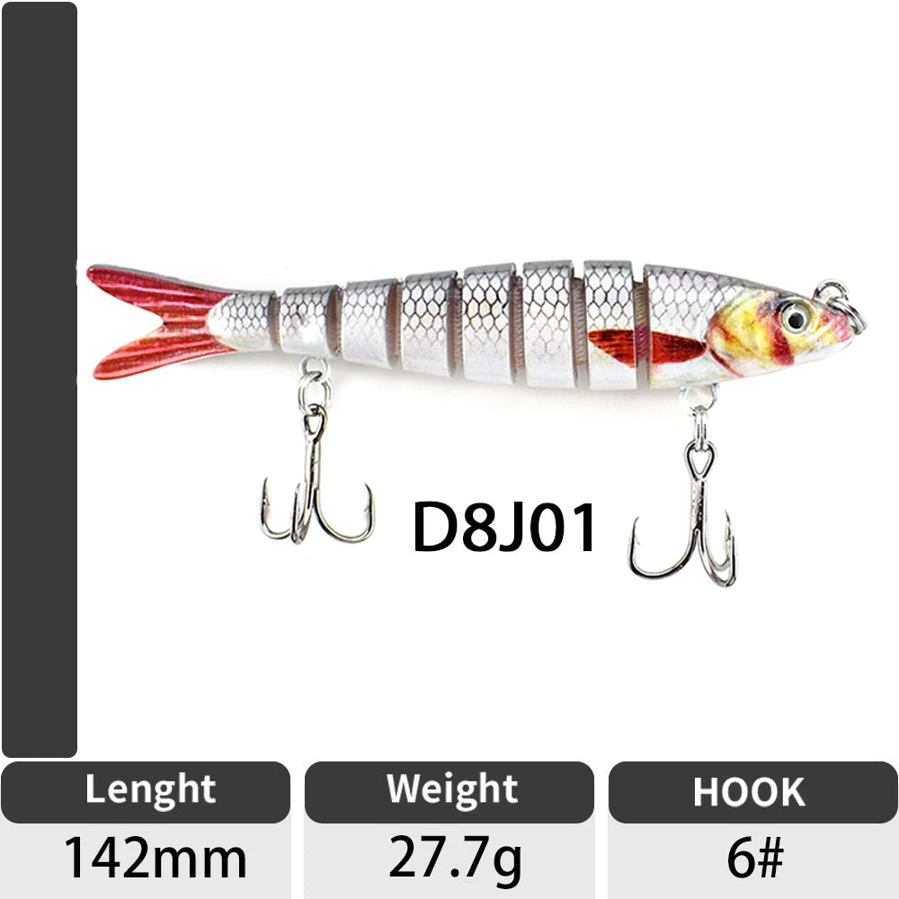 Sinking Wobblers Fishing Lures Jointed Crankbait Swimbait 8 Segment Hard Artificial