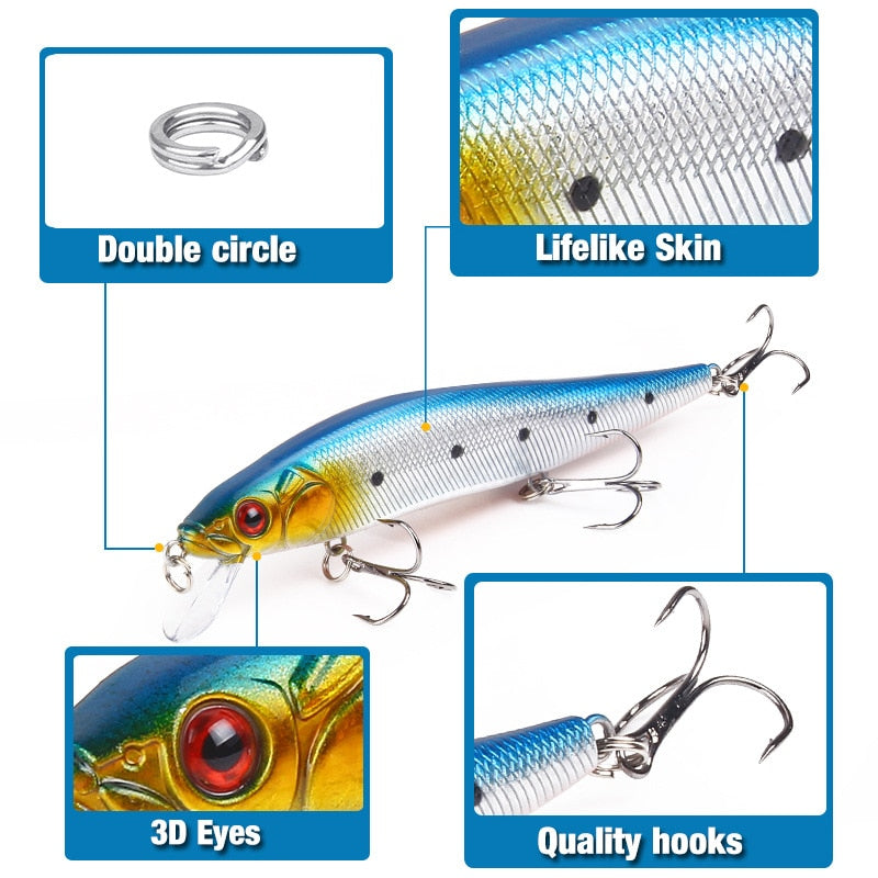 Minnow Fishing Lures Wobbler Hard Baits Crankbaits ABS Artificial Lure For Bass Pike