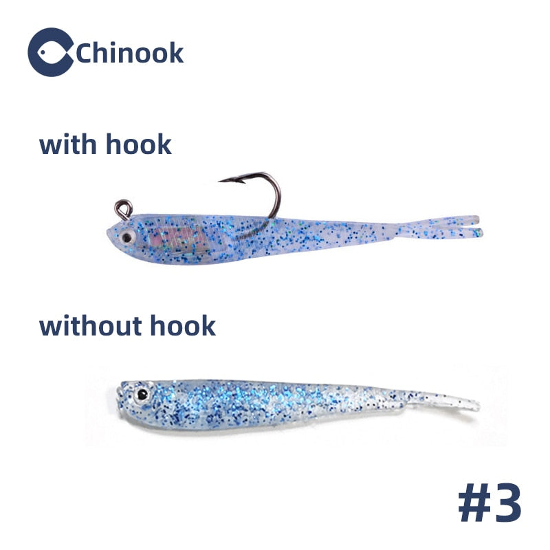 Chinook 5pcs Lure Soft Bait SoftFish Fork Tail with or without Hook Fluke Swimbaits