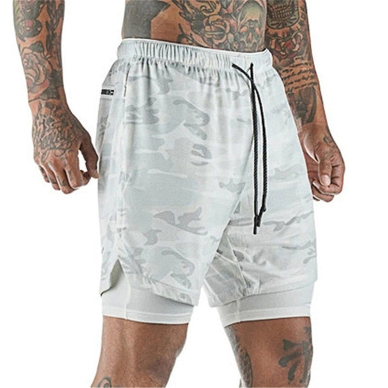 Running Shorts Mens 2 in 1 Sports Shorts Male double-deck Quick Drying Sports men