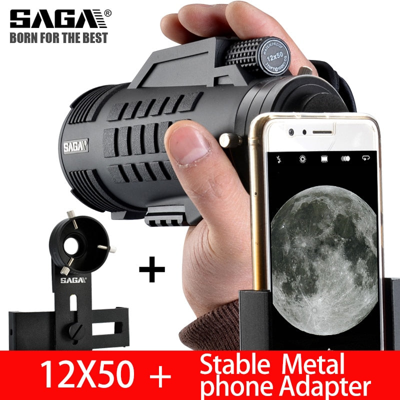 Saga Professional Monocular Telescope 8/10/12X42/50 Mini Telescopio Bak4 Prism