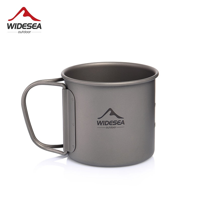 Widesea Camping Mug Titanium Cup Tourist Picnic Tableware Utensils Equipment Outdoor Cookware