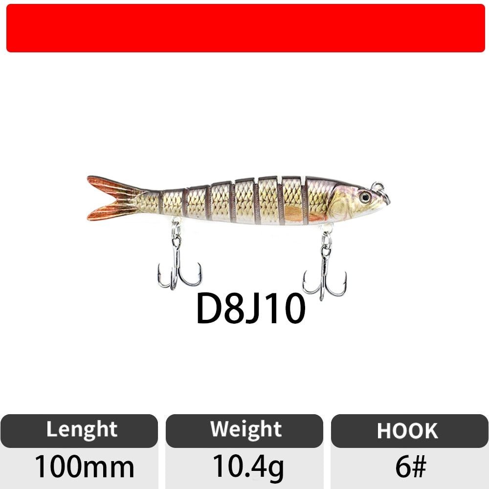 Sinking Wobblers Fishing Lures Jointed Crankbait Swimbait 8 Segment Hard Artificial