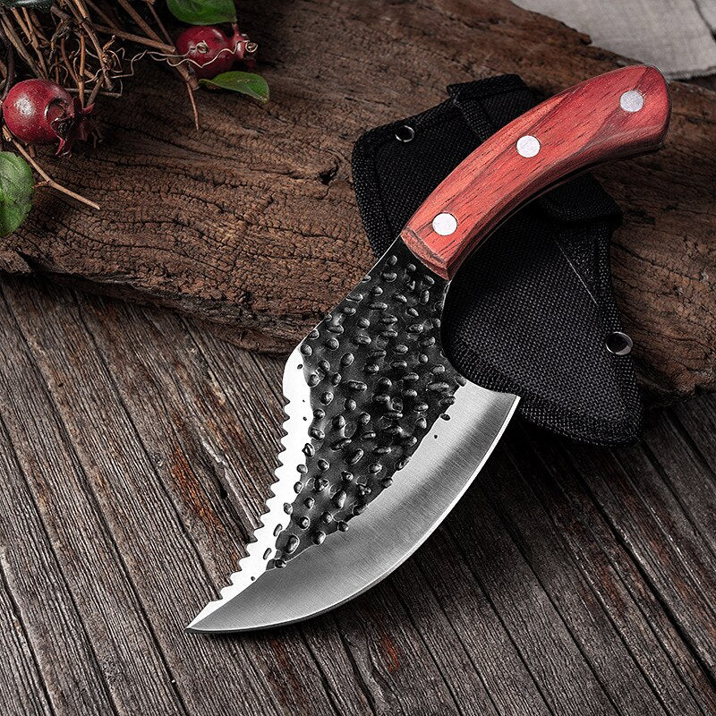 Butcher Knife Forged Outdoor Hunting Knife 5CR15 Stainless Steel Chef Knife Meat Cleaver