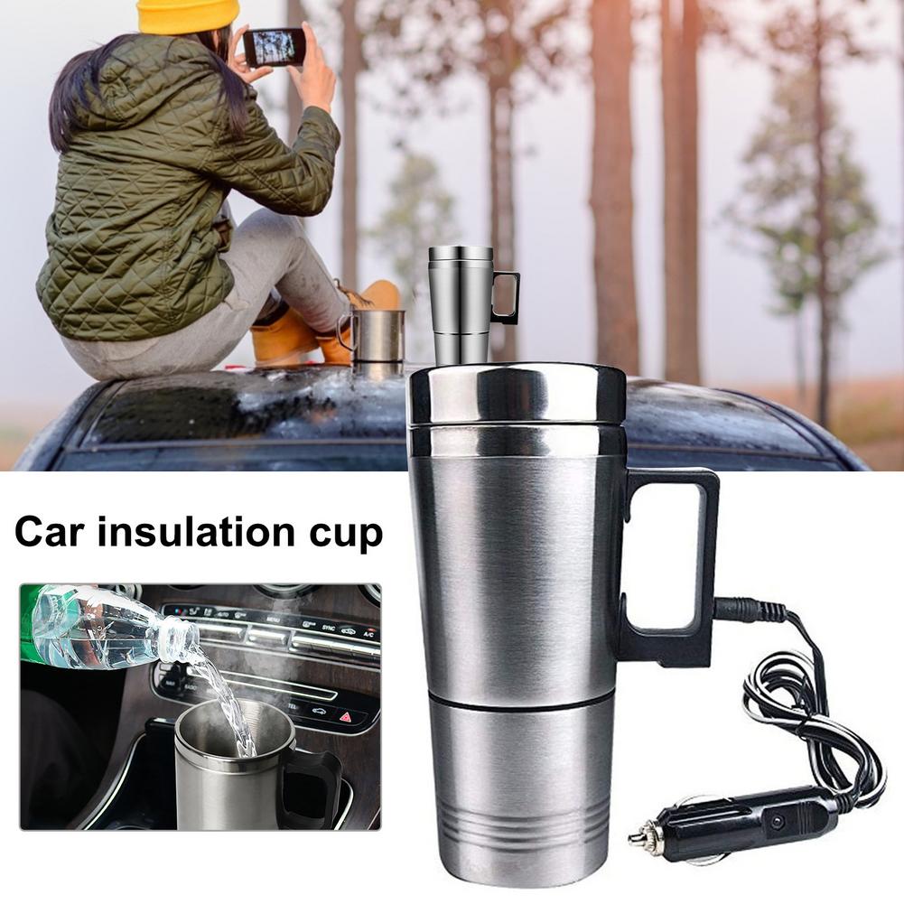 Stainless Steel Vehicle Heating Cup 12V/24V Heat Insulation Electric Car Kettle Camping