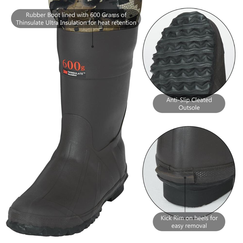 Hunting Waders for Men with 600 Grams Insulated Rubber Boot Foot in 8 Sizes