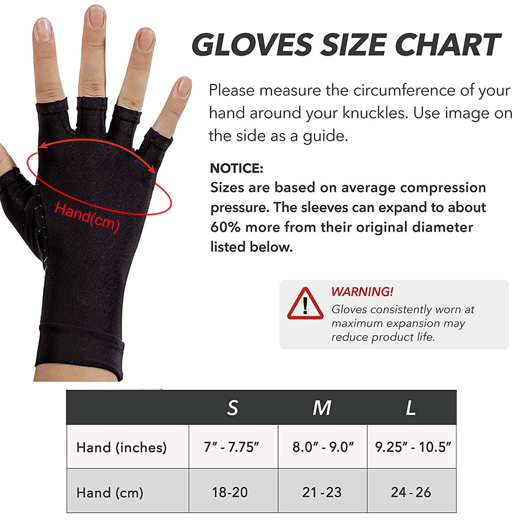 WorthWhile 1 Pair Compression Arthritis Gloves for Women Men Joint Pain Relief Half Finger