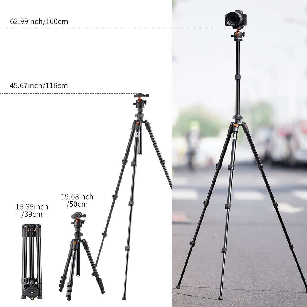 Concept 62.99 Inch Camera Tripod for DSLR Portable Aluminum Travel Tripod with 360