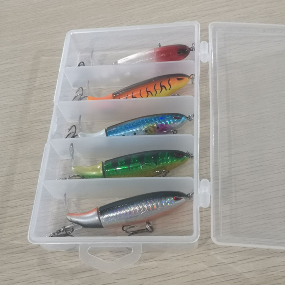 Topwater Fishing Lure Set/Whopper Bait with Box/Rotating Tail  13g 19g  Pencil Popper