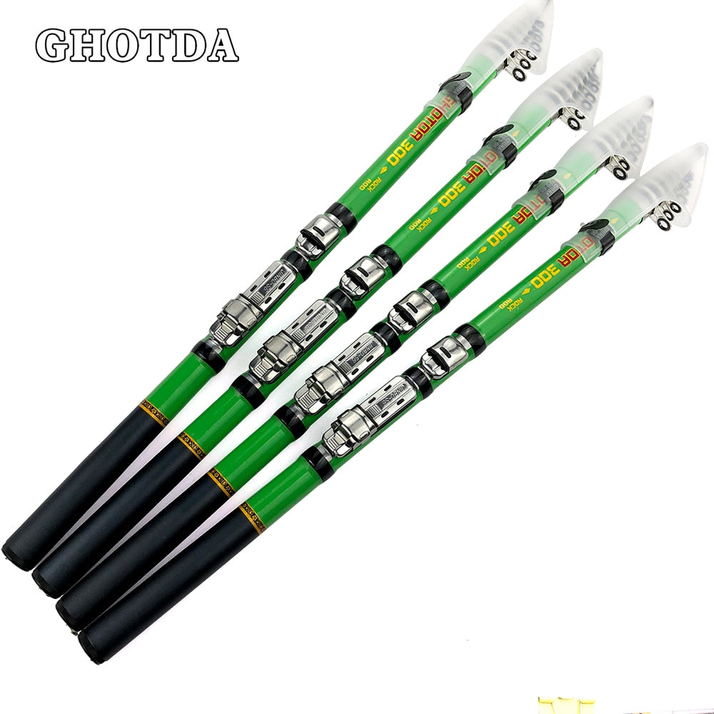 Portable High Carbon 3.0/2.7/2.4/2.1/1.8/1.5M Fishing Rod Telescopic Spinning Rod Ultralight