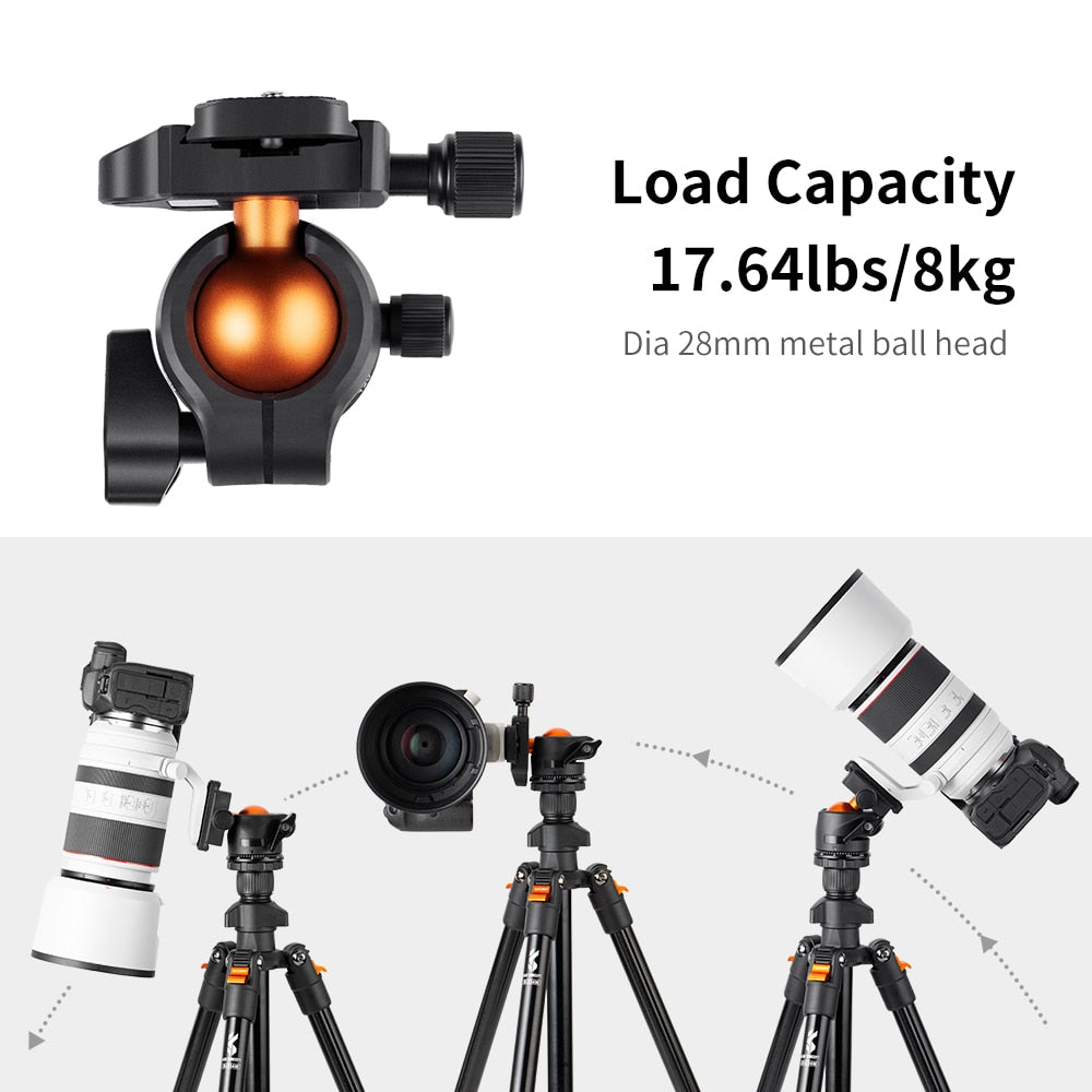 Concept 62.99 Inch Camera Tripod for DSLR Portable Aluminum Travel Tripod with 360