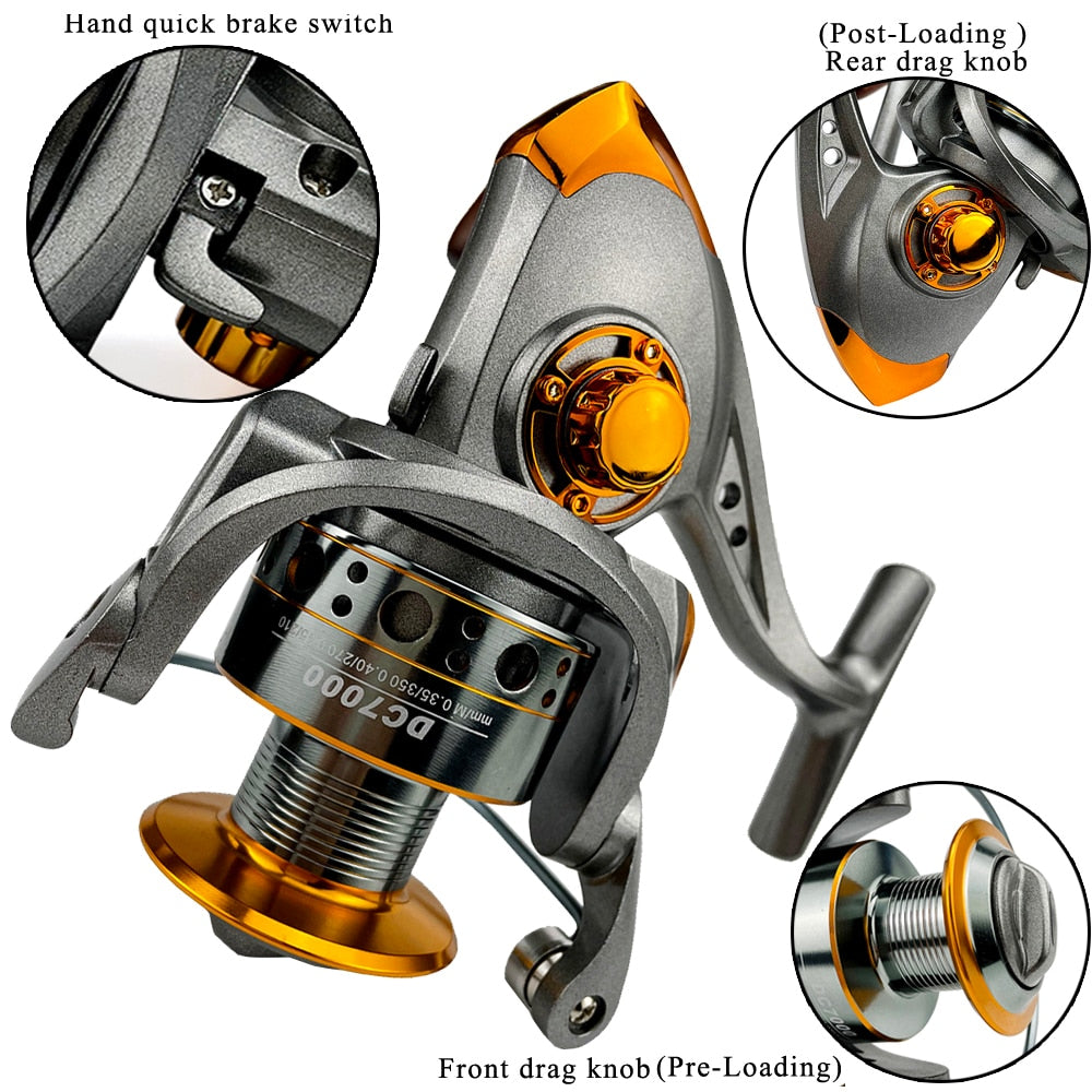 GHOTDA Fishing Reel Spinning 1000-7000 Series Metal Spool Spinning Wheel for Sea