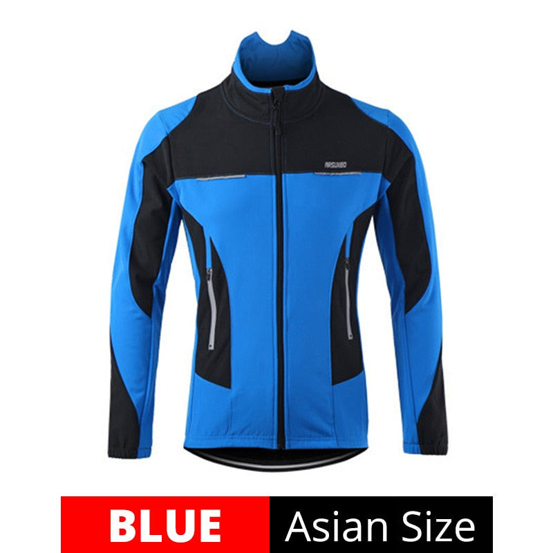 ARSUXEO Fleece Thermal Cycling Jacket Autumn Winter Warm Up Bicycle Clothing Windproof