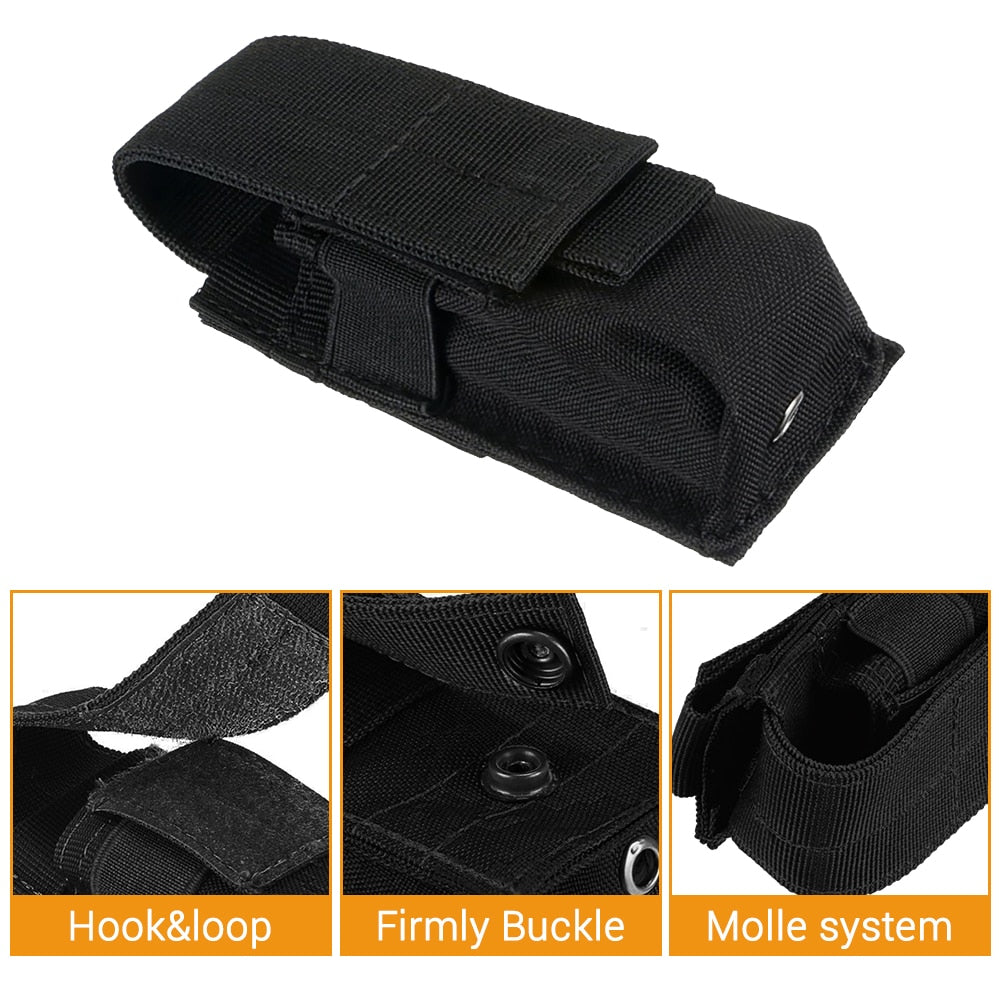 Pouch Military Single Pistol Mag Bag Molle Flashlight Pouch Torch Holder Case Outdoor