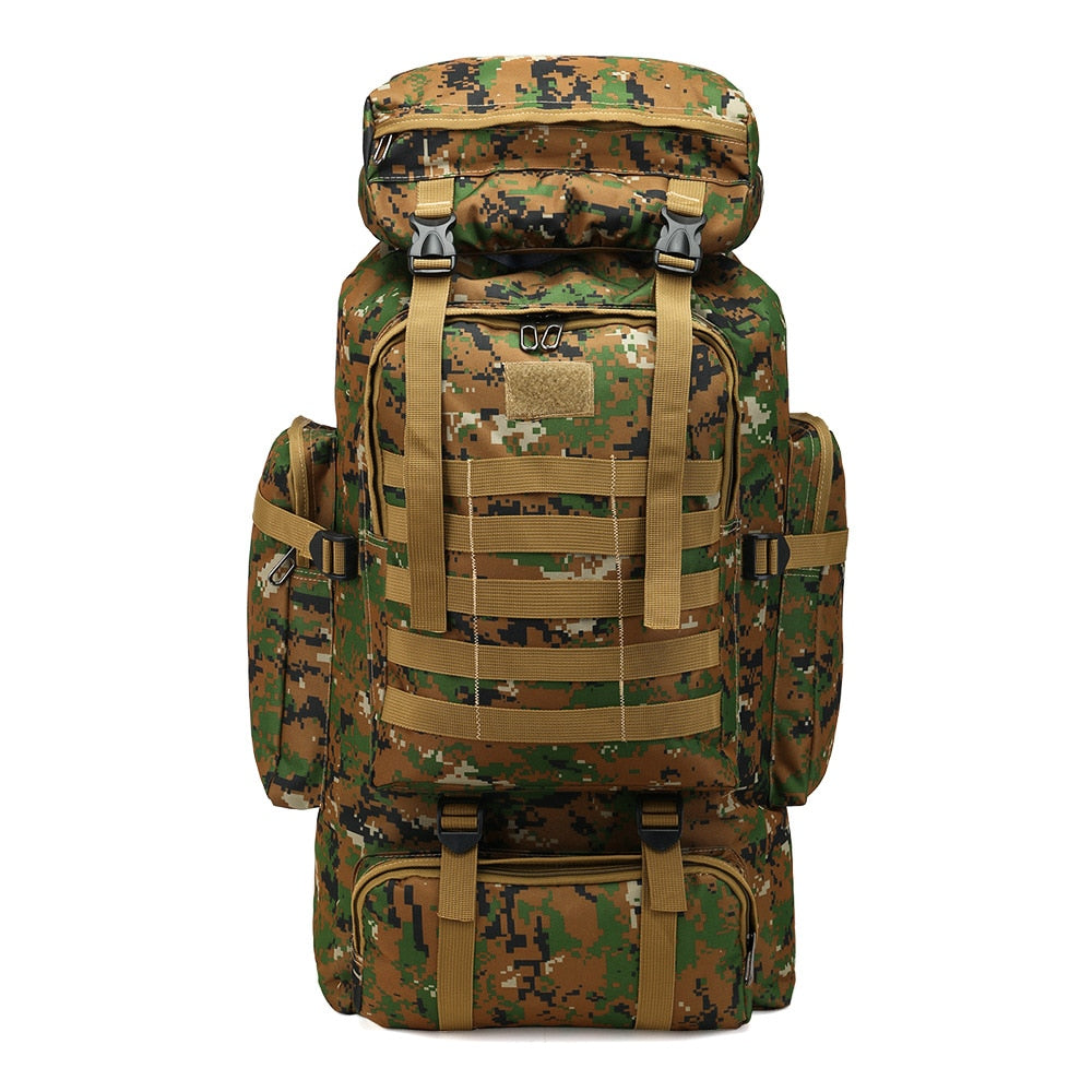 Bag 80L Waterproof Molle Camo Tactical Backpack Military Army Hiking Camping Backpack