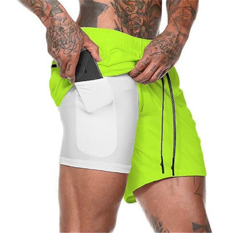 Running Shorts Mens 2 in 1 Sports Shorts Male double-deck Quick Drying Sports men