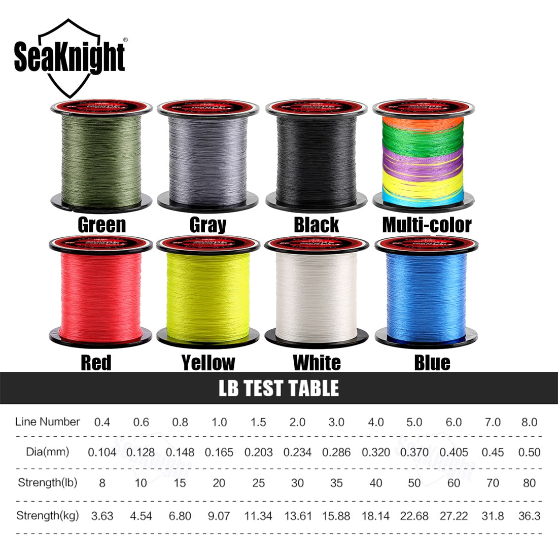 Knight Brand TriPoseidon Series 4 Strands 300M PE Braided Fishing Line 8-60LB Multifilament