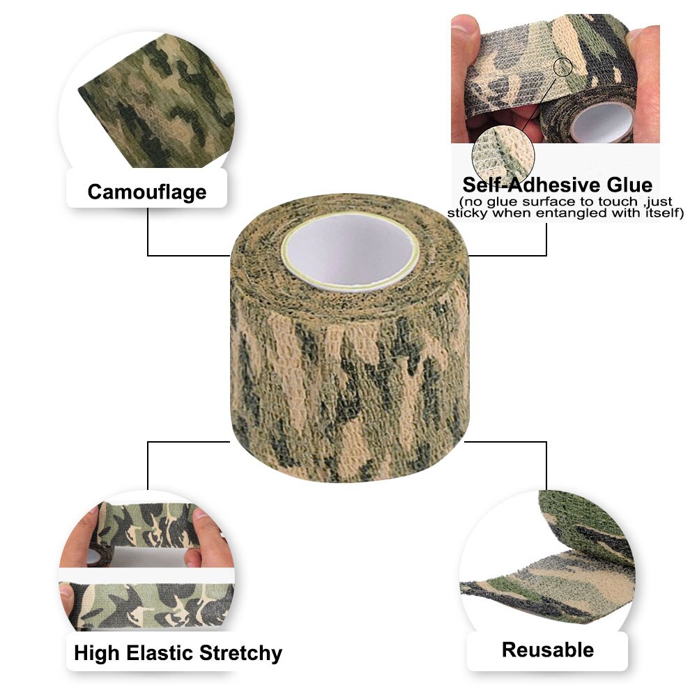Camo Tape 5cm*4.5M Self-Adhesive Camouflage Tape Outdoor Hunting Shooting Stealth