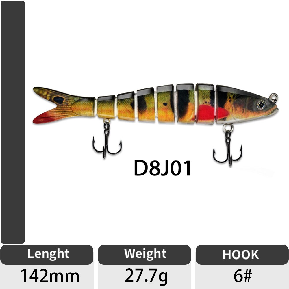 Sinking Wobblers Fishing Lures Jointed Crankbait Swimbait 8 Segment Hard Artificial