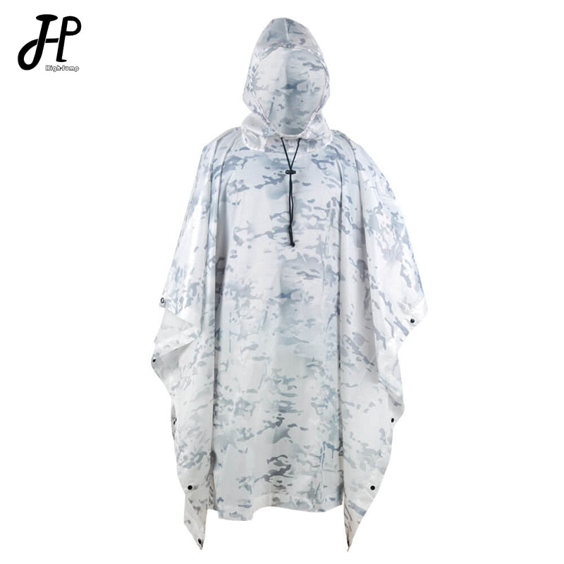 Outdoor Hooded Breathable Rainwear Camo Poncho Army Tactical Raincoat Camping