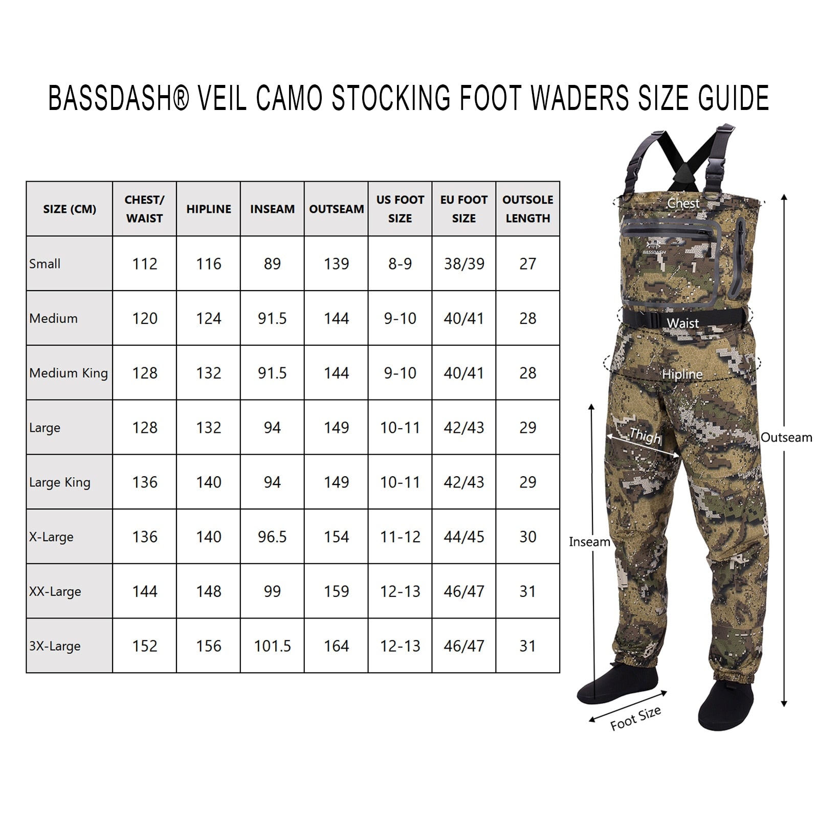 Men Camo Chest Stocking Foot and Boot Foot Fishing Hunting Waders for Men Breathable