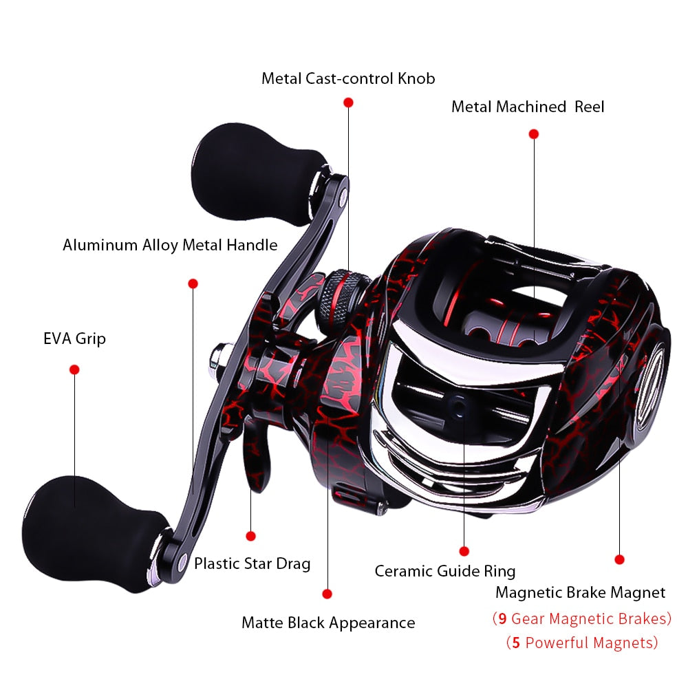 PROBEROS Fishing Reel 7.1:1/7.2:1 Carbon Shell Lightweight Magnetic Brake Max Drag