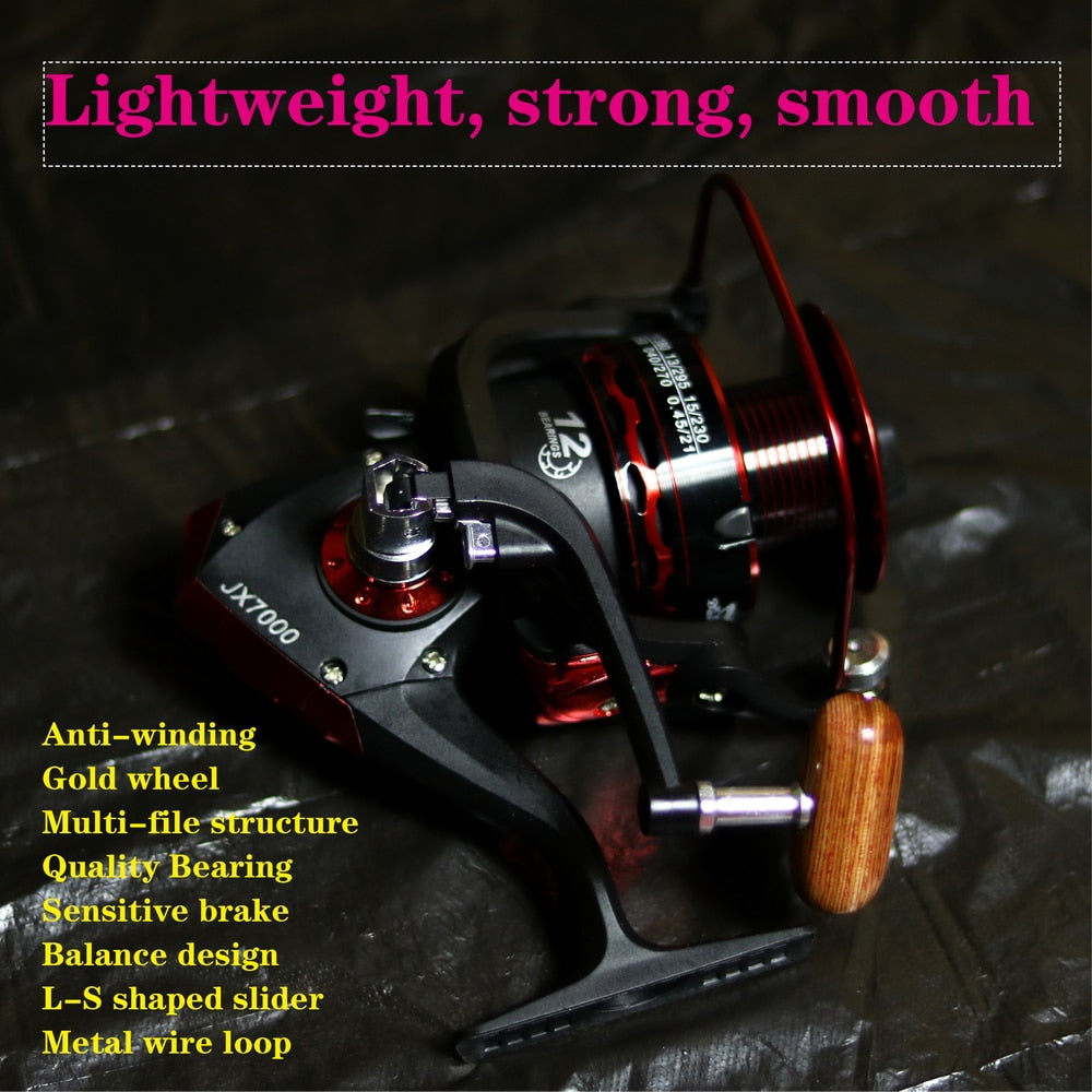Spool Spinning Fishing Reel 12BB Superior Wheel for Freshwater Saltwater Fishing