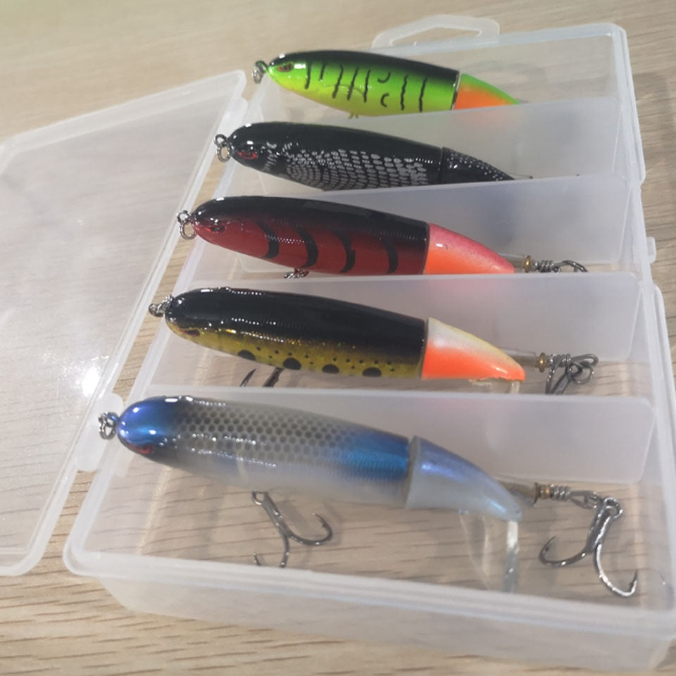 Topwater Fishing Lure Set/Whopper Bait with Box/Rotating Tail  13g 19g  Pencil Popper