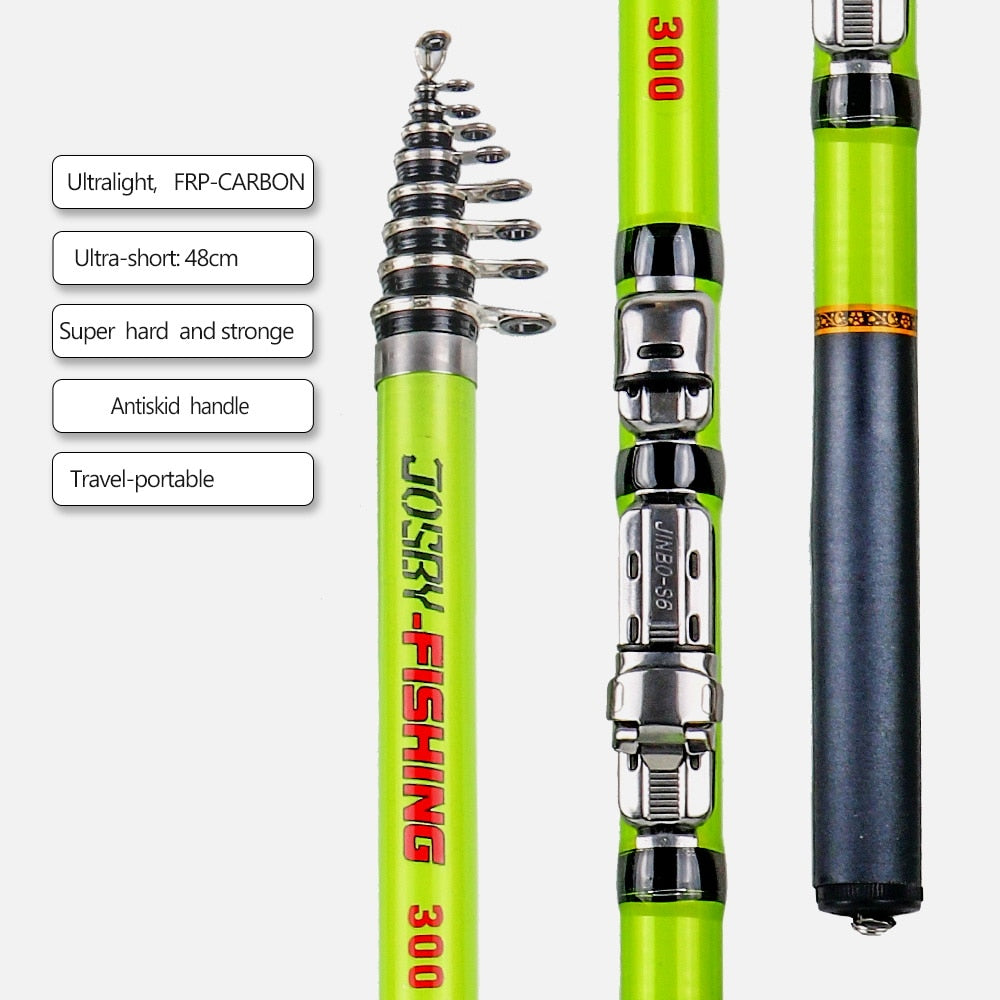 Telescopic Rock Fishing Rod Spinning fly Carp Feeder carbon fiber Pesca 3M 2.7M 2.4M 2.1M 1.8M 1.5M Mini