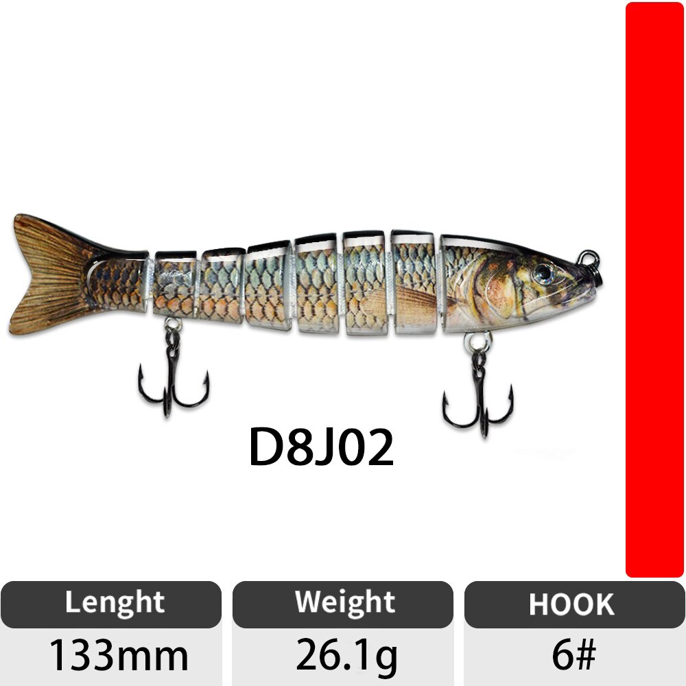 Sinking Wobblers Fishing Lures Jointed Crankbait Swimbait 8 Segment Hard Artificial