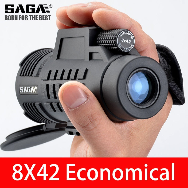 Saga Professional Monocular Telescope 8/10/12X42/50 Mini Telescopio Bak4 Prism