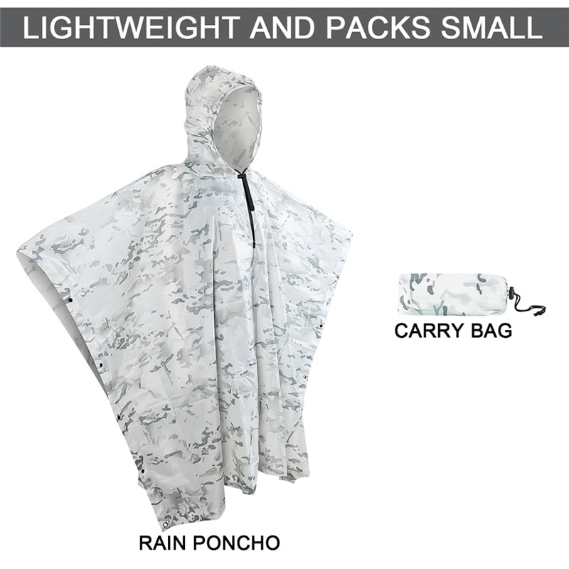 Outdoor Hooded Breathable Rainwear Camo Poncho Army Tactical Raincoat Camping