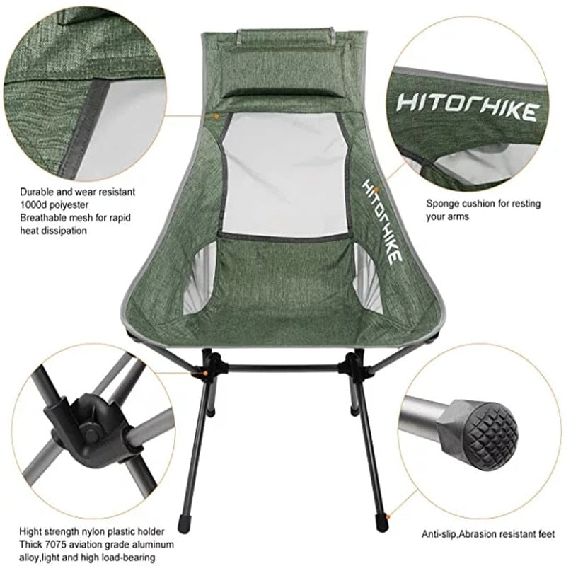 Portable Moon Chair Lightweight Fishing Camping Barbecue Foldable Extended Hiking Seat Garden