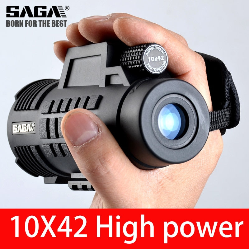 Saga Professional Monocular Telescope 8/10/12X42/50 Mini Telescopio Bak4 Prism