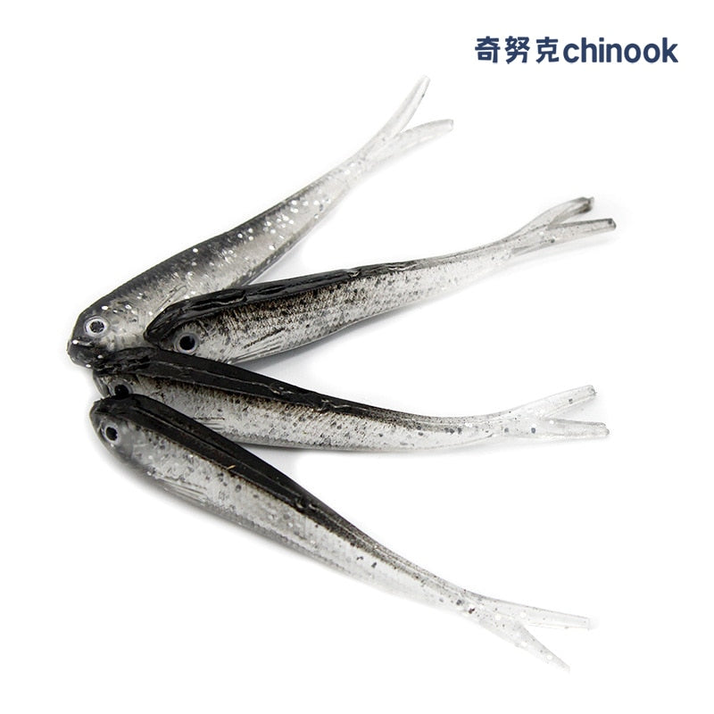 Chinook 5pcs Lure Soft Bait SoftFish Fork Tail with or without Hook Fluke Swimbaits