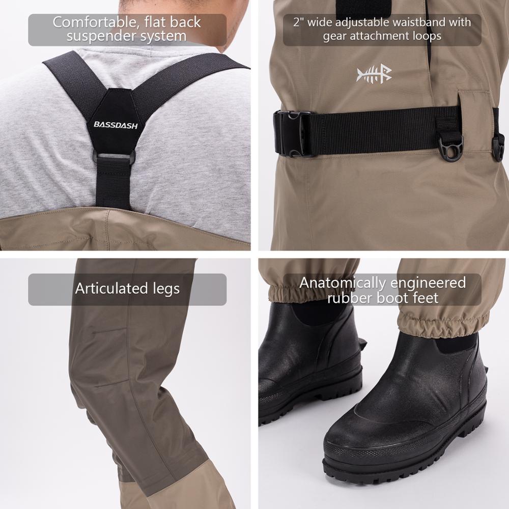 Lightweight Chest and Waist Convertible Waders for Fishing Hunting, Stocking Foot