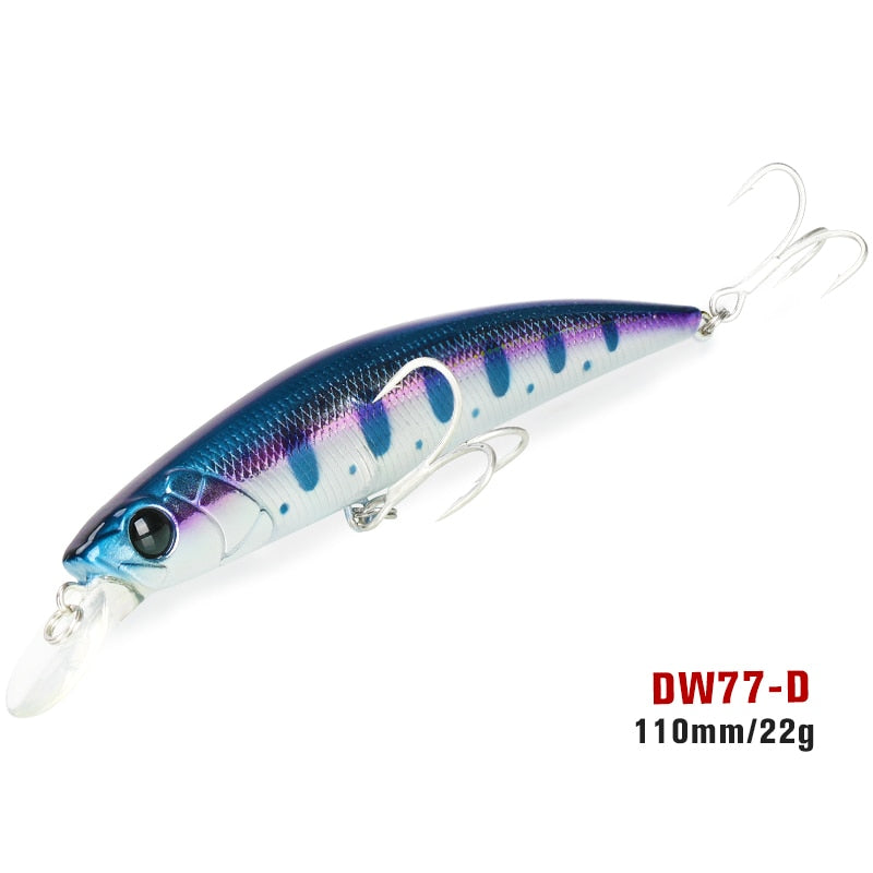 110S Long Casting Sinking Minnow Saltwater Fishing Lure DW77 110mm 22g Large Trout