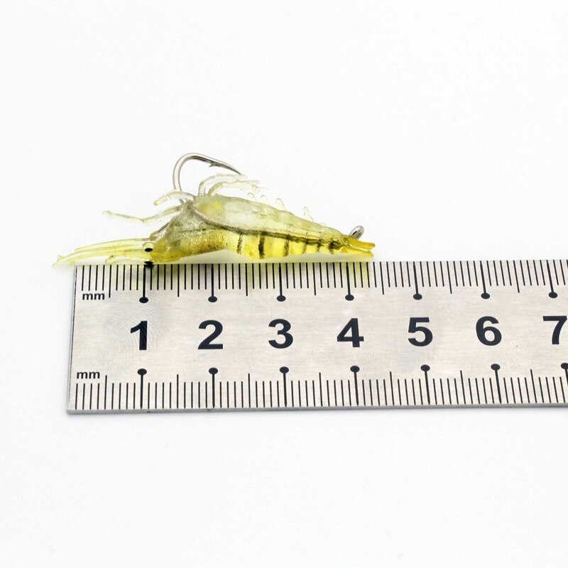 10PCS Isca Artificial Soft Shrimp Lure Worm For Fishing Bait 1.3g/5cm Hook Sharp Crankbait